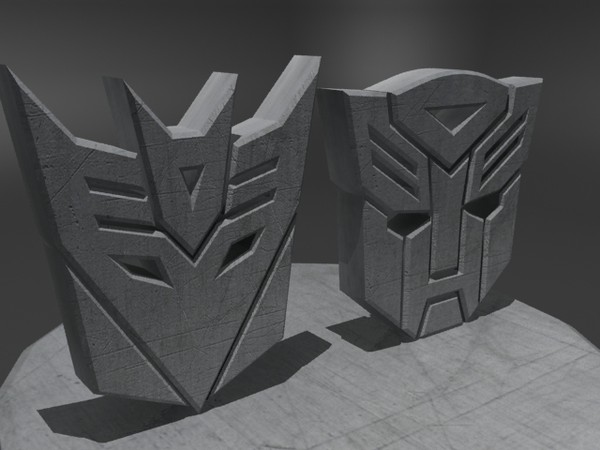 3d model logos scratched metal - AutobotsDecepticons Logo Metal... by christiano247
